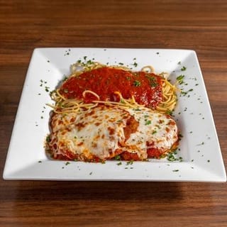 Chicken Parmigiana with Spaghetti